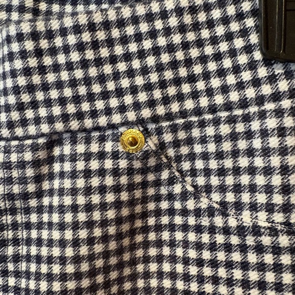 Michael Kors Navy Blue & White Check Pull-on Pants gold details size M women’s - Picture 4 of 11